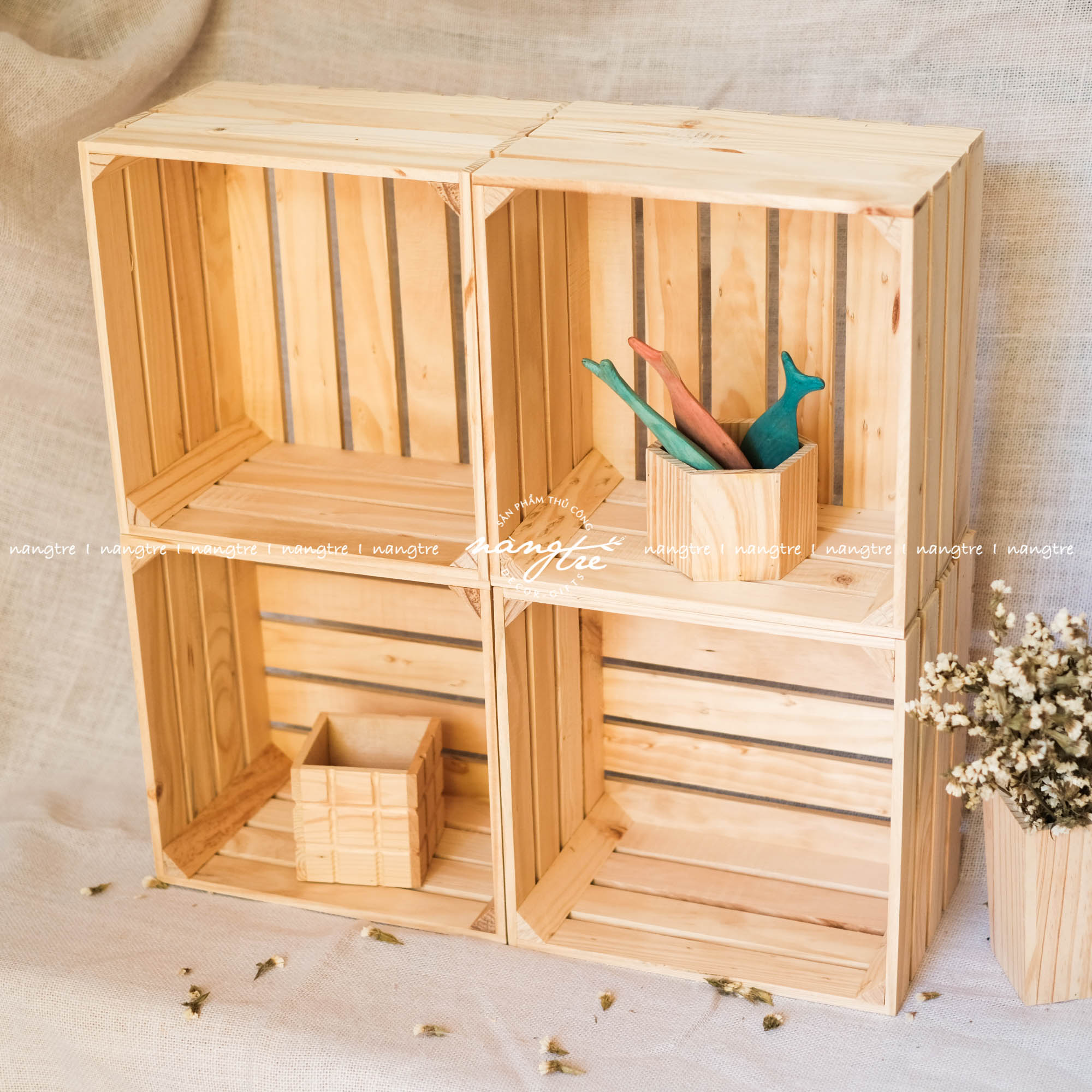 Thùng/Kệ gỗ pallet vuông (cao 30cm)