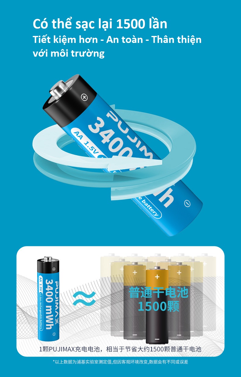 Pin sạc AA, AAA 1.5V Li-on PUJIMAX