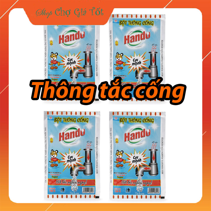 Bộ 4 gói bột thông cống Nội Địa Hando 100Gr (Xanh)