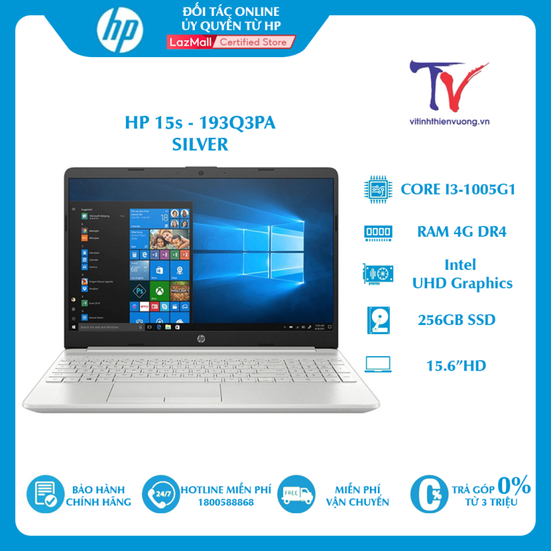 Laptop HP15s-fq1107TU (193Q3PA) (15.6HD/Intel Core i3-1005G1/4GB/256GBSSD/Windows 10 Home SL 64-bit/1.7kg)