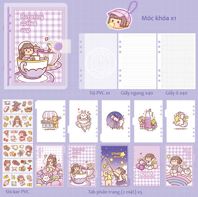 [DUGA] SET PLANNER SỔ CÒNG A5A6 SMALL MOCHI