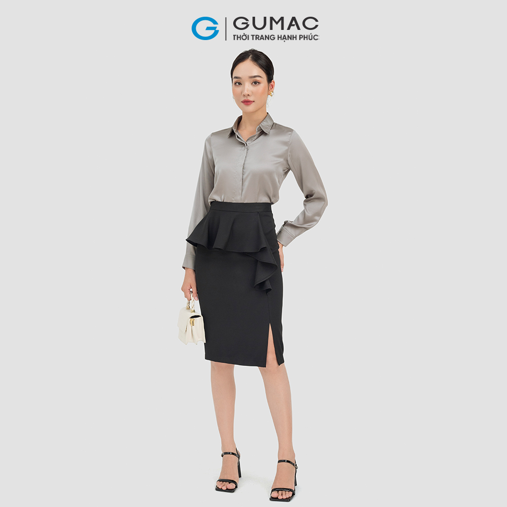 Áo sơ mi nữ GUMAC AC07028 , Áo sơ mi công sở chất liệu Lụa thoáng mát