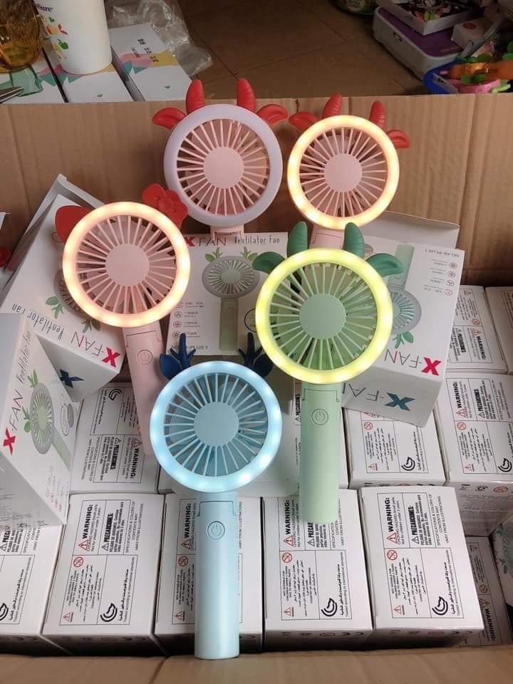 Quạt mini tích điện cầm tay có đèn sáng có thể gấp gọn, quạt để bàn