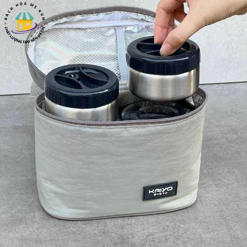 Bộ hộp cơm giữ nhiệt 5 món Kaiyo (4 hộp + 1 túi) - 1200ML