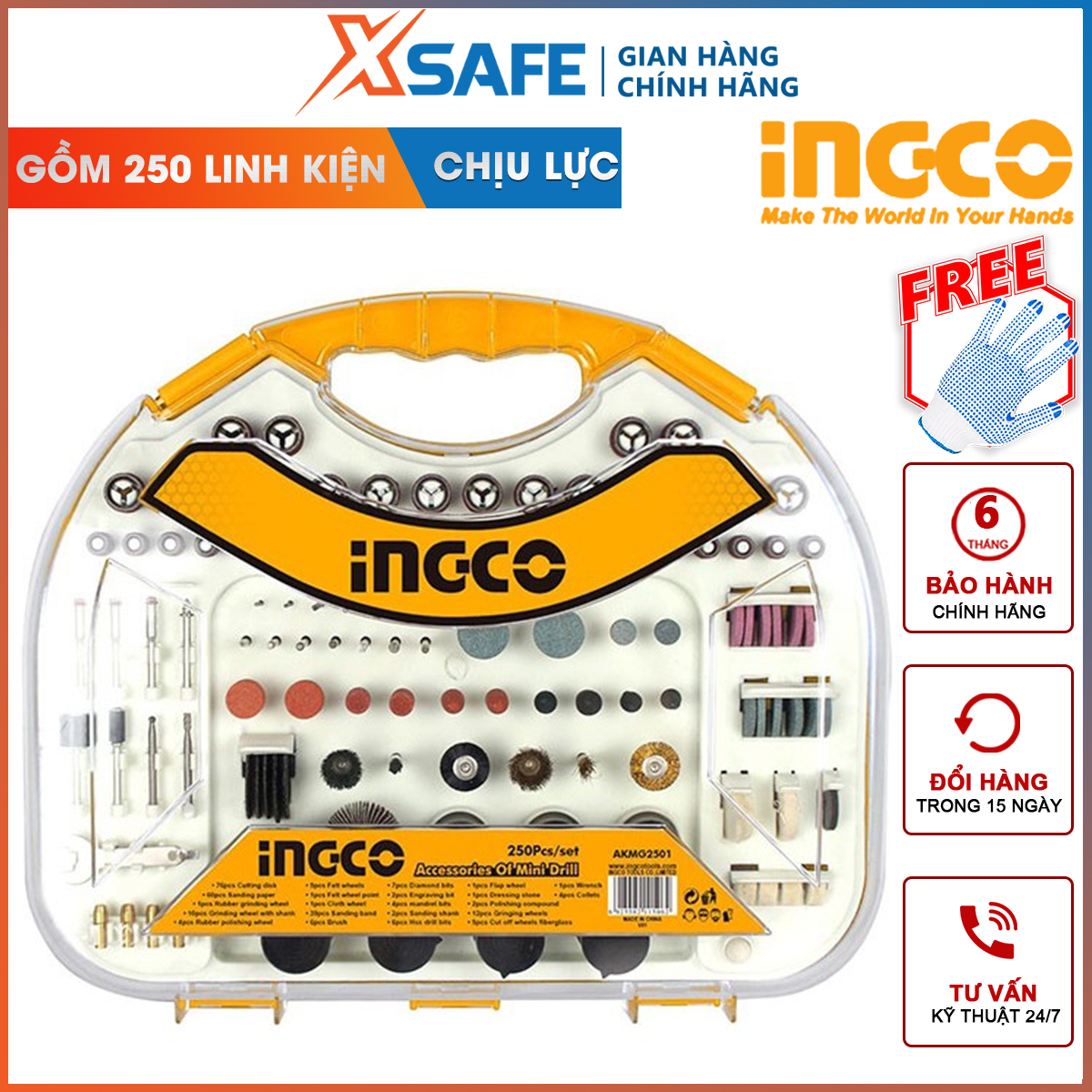 Set 250 components drill mini ingco AKMG2501 | set mini drill accessories 250 dish consisting of 250 sets accessories drill mini drill the character small size, the requirement of the ultra-high precision