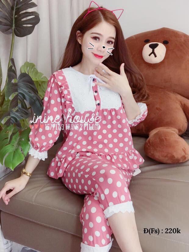 sét bộ đồ chấm bi phối ren hàng cực đẹp dễ thương