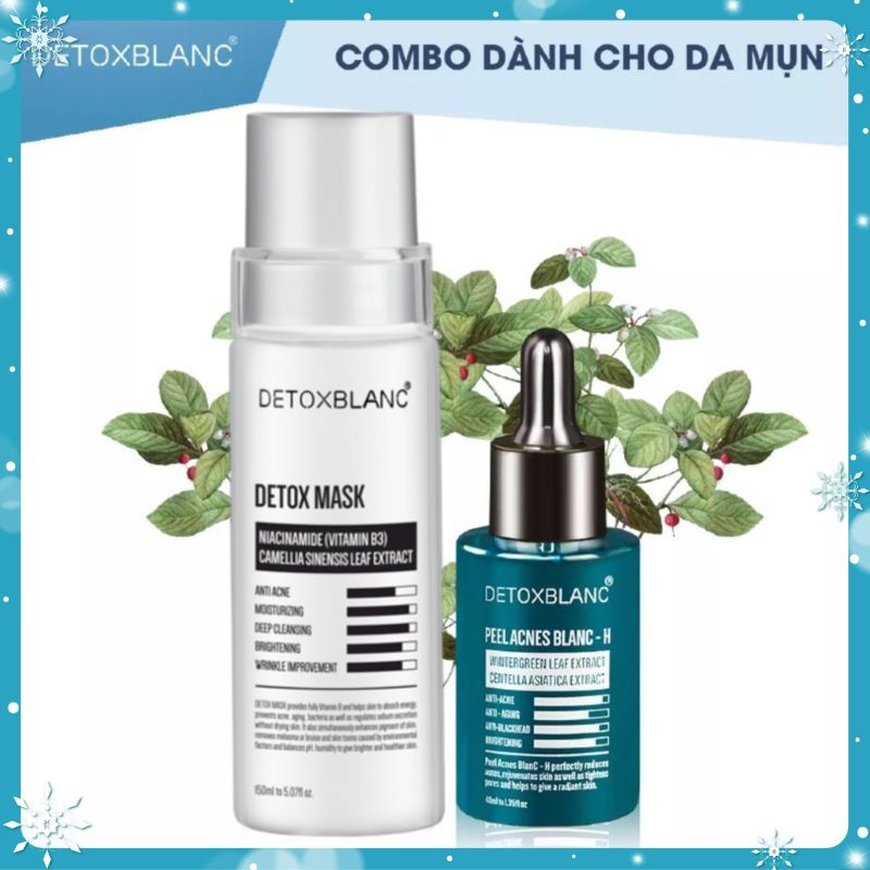 Combo Thải Độc Giảm Mụn Viêm Detox Blanc– Detox Mask & Peel Acnes Blanc H giá rẻ