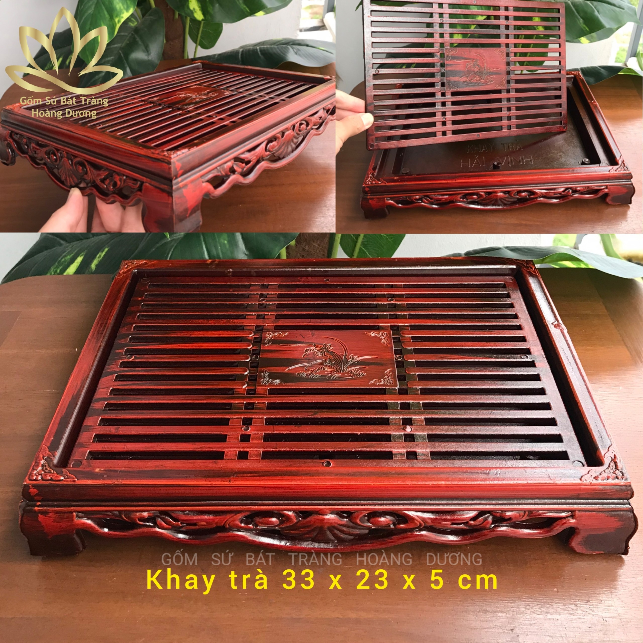 Khay trà giả cổ 32 x 23 x 5 cm