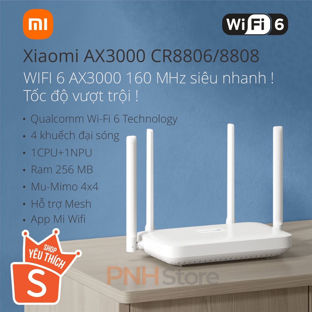 BH 12 Tháng-Router Wifi Xiaomi AX3000 CR8806 8808 Mẫu 2022 Chuẩn WIFI 6 Hỗ
