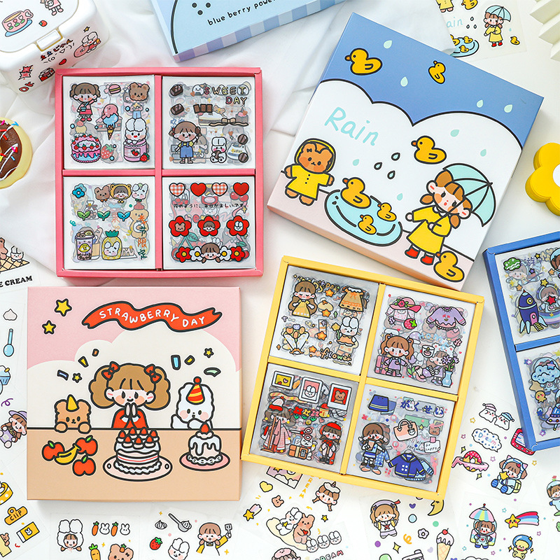 Sticker dán trang trí sổ bình nước phụ kiện dễ thương