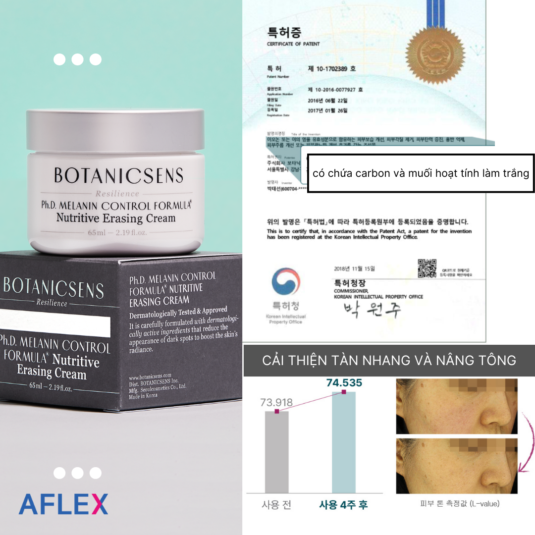 Kem dưỡng trắng da, mờ thâm nám BOTANICSENS Nutritive Erasing Cream