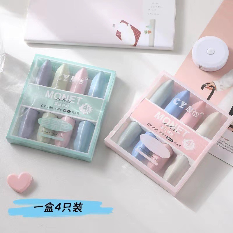 set 4 bút highlight dạ quang monet