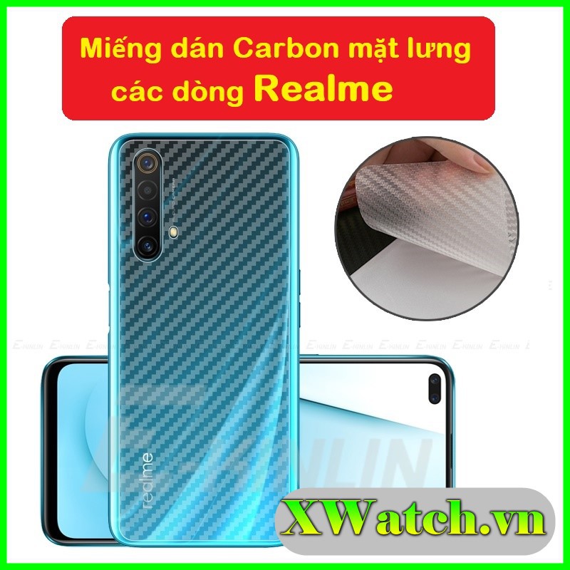 Miếng dán carbon mặt lưng realme c20 5 pro / realme q / realme 5 / realme 5i / realme 6i / realme 6 pro realme x x2 pro