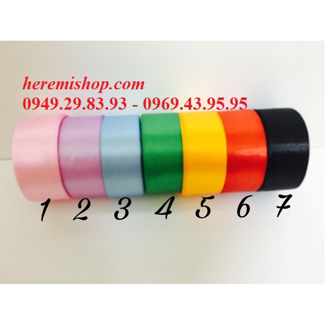Ruy băng lụa 4cm cuộn 5-22m làm đồ handmade, nơ buộc hoa quà