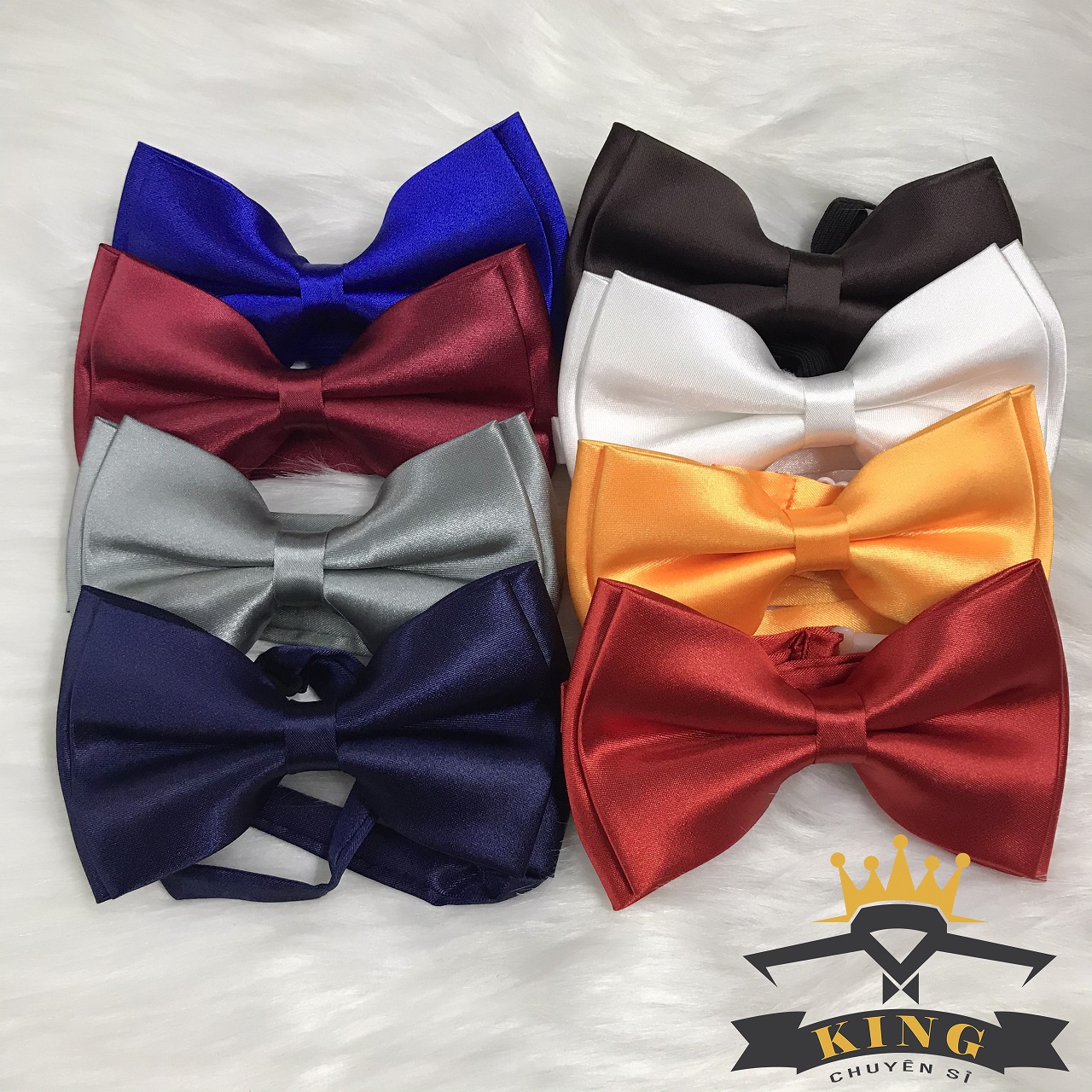 Nơ cài áo nam chú rể King caravat dây cài đeo cổ 2 lớp phi bóng cao cấp X01