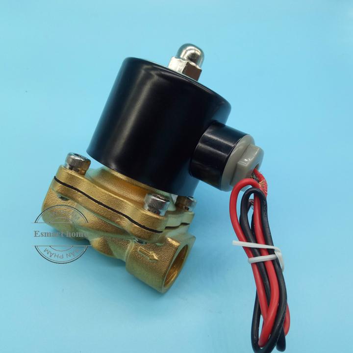 Van điện từ phi 21mm thường đóng, van nước tự động đóng mở bằng điện, thân van và cuộn dây bằng đồng