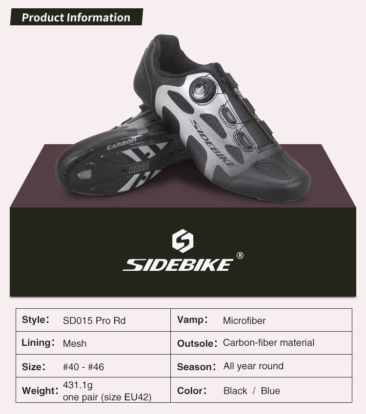 Giày Xe Đạp Side Bike SD015 Pro Rd Đế Carbon Black & Silver