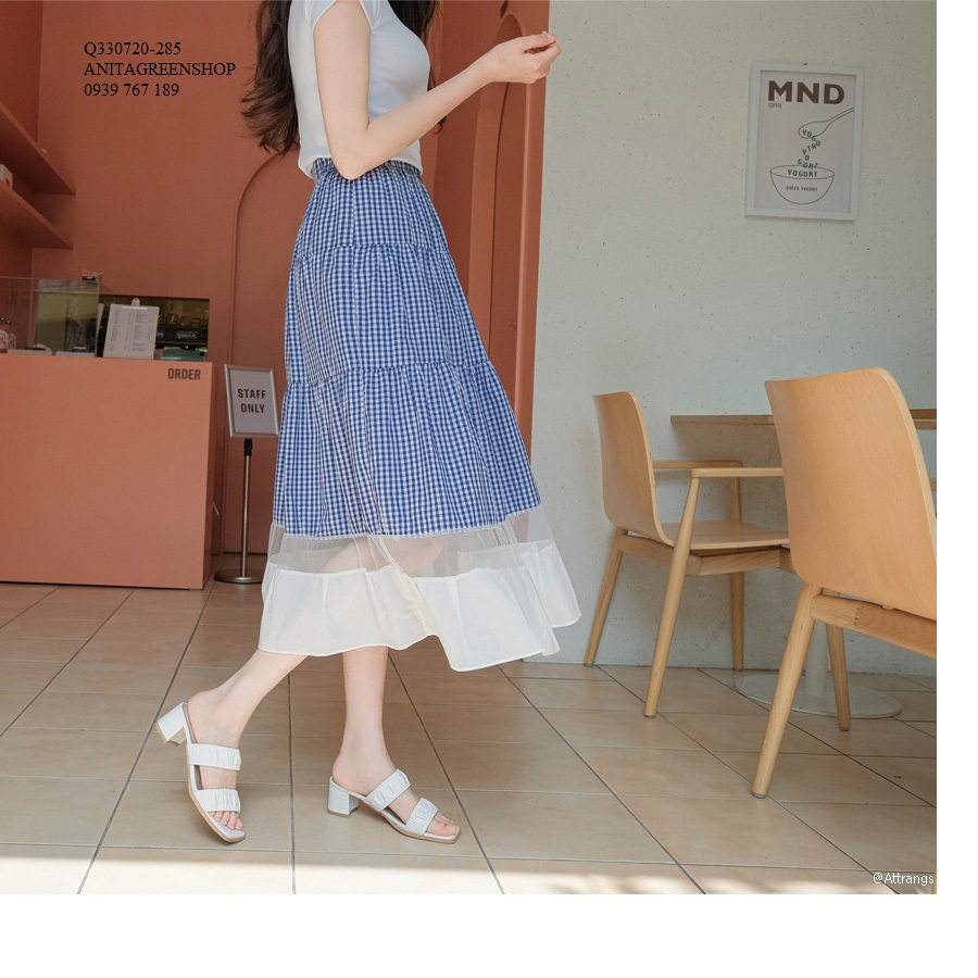 Q330720   CHÂN VÁY XÒE PHỐI MÀU