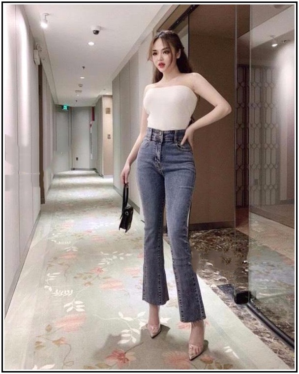 Quần jean nữ ỐNG LOE MÀU ĐEN XÁM  (jean giãn tốt size 26 tới 30) SP3 -t11