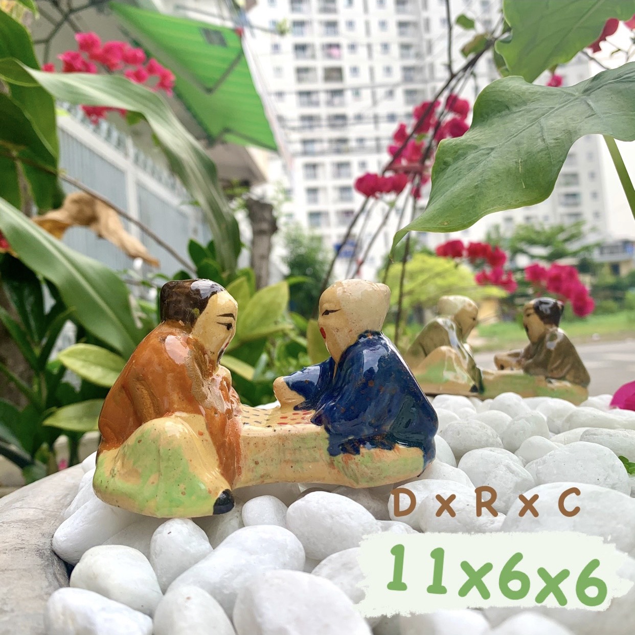 [HCM][Chọn màu ngẫu nhiên] Ông Lão Đánh Cờ Sứ Tráng Men Size Lớn Trang Trí Hồ Cá Bể Cá-Hòn Non Bộ