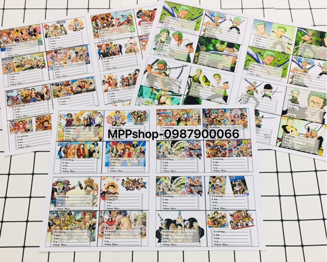 Nhãn vở anime ONE piece combo 48 cái