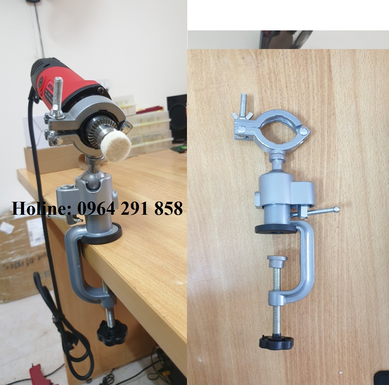 Eto kẹp bàn - giá kẹp máy mài khuôn, máy khoan điện - ê tô kẹp bàn xoay 360 độ