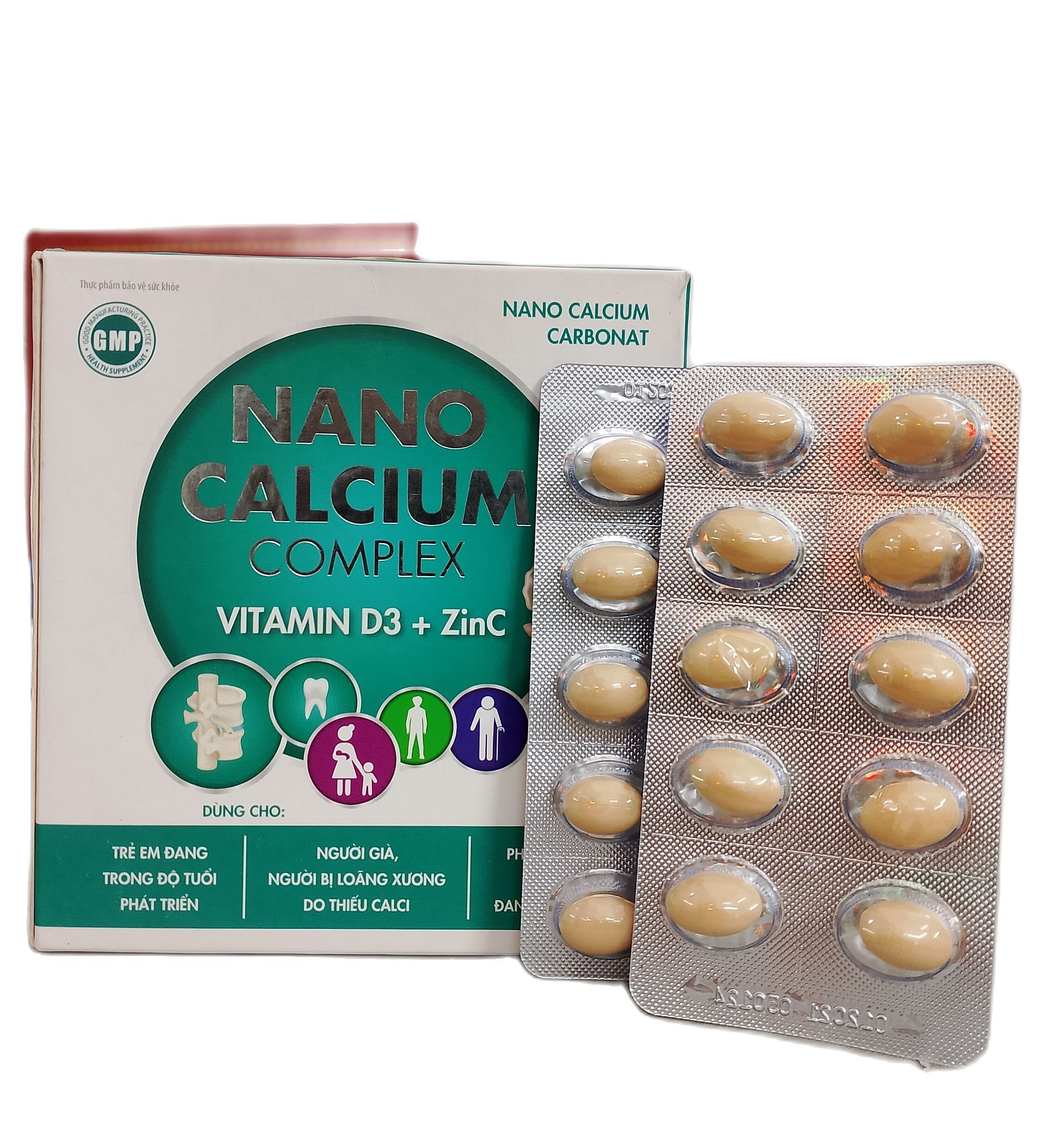 NANO CALCIUM COMPLEX - HỘP 100v giúp bổ sung canxi, vitamin D3, K2 cho người cao tuổi, phụ nữ có thai giúp xương chắc khỏe, phòng ngừa loãng xương