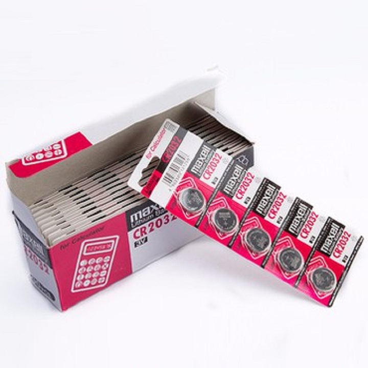 [1 blister 5 tablets] copper pin money 3v Maxcel CR2032 used for bịđiện, electronic, CMOs, remote, v,v. -143