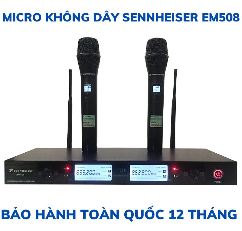 Trọn Bộ Micro không dây Sennheiser EM508 - Mic karaoke gia đình, sân khấu - Độ nhạy cao, bắt sóng xa, chống hú rít - Thiết kế sang trọng, bắt mắt -  Dễ dàng phối ghép với các thiết bị âm thanh khác (BẢO HÀNH 12 THÁNG)