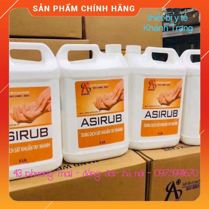 (Gía Sỉ ) Dung dịch sát khuẩn tay nhanh Asirub can 5 lít (dùng trong bệnh viện)