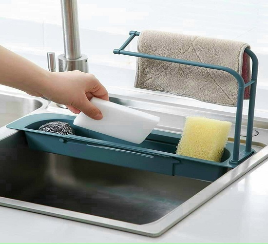 Kệ Để Giẻ Rửa Bát Rút Gọn - Có Cây Phơi Khăn