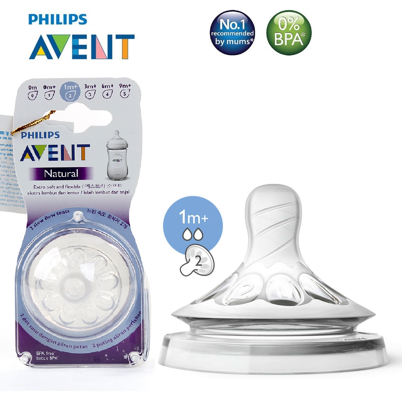 Núm ti silicone Philips Avent Natural cho bé