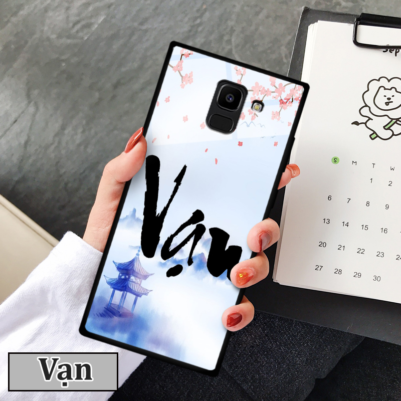 Ốp lưng kính 3D Samsung Galaxy J6 in chữ thư pháp ý nghĩa