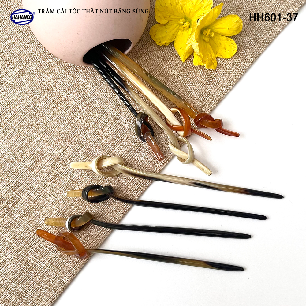 Trâm cài tóc bằng sừng, đầu trâm thắt nút kiểu dáng lạ (HH601-37)