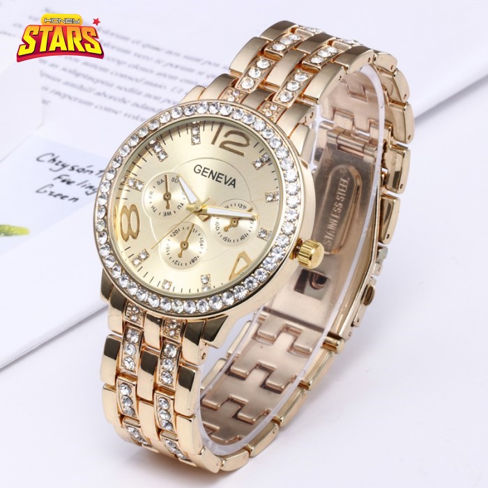 [HCM]Đồng hồ nam dây kim loại cao cấp đẹp đính hạt sang trọng thời trang giá rẻ [Tặng kèm hộp]-Honey Stars-460742