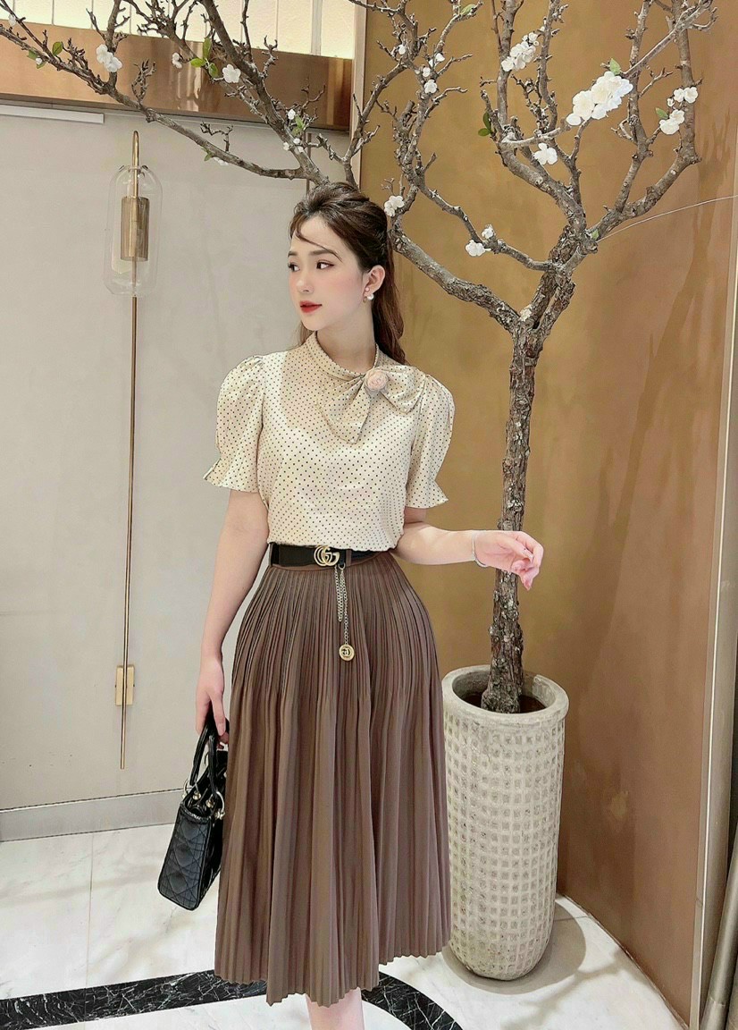 Chân váy công sở Hàn Quốc-Chân Váy Xòe Tiểu Thư