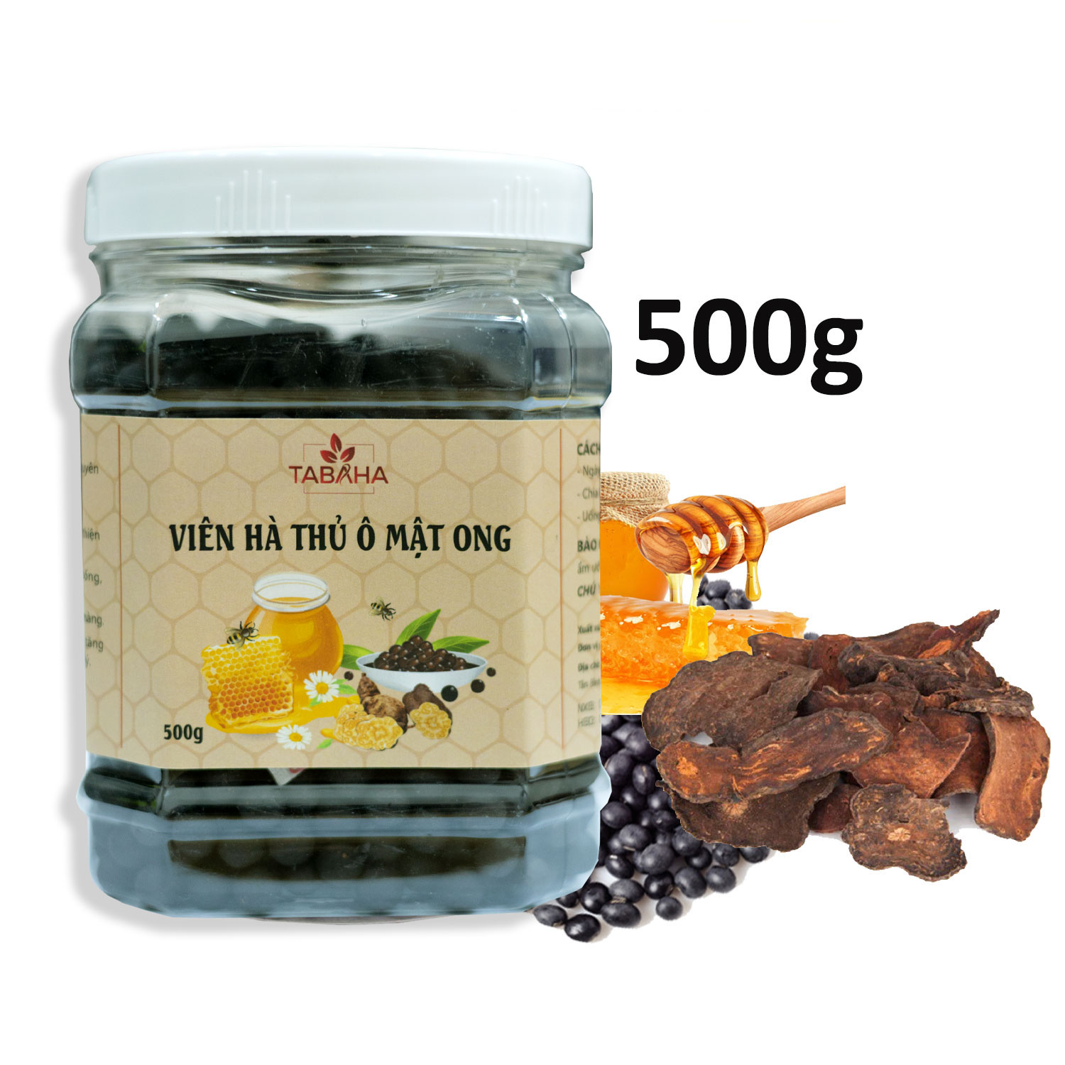 Viên Hà Thủ Ô mật ong rừng Tabaha 500g, cải thiện tóc bạc sớm