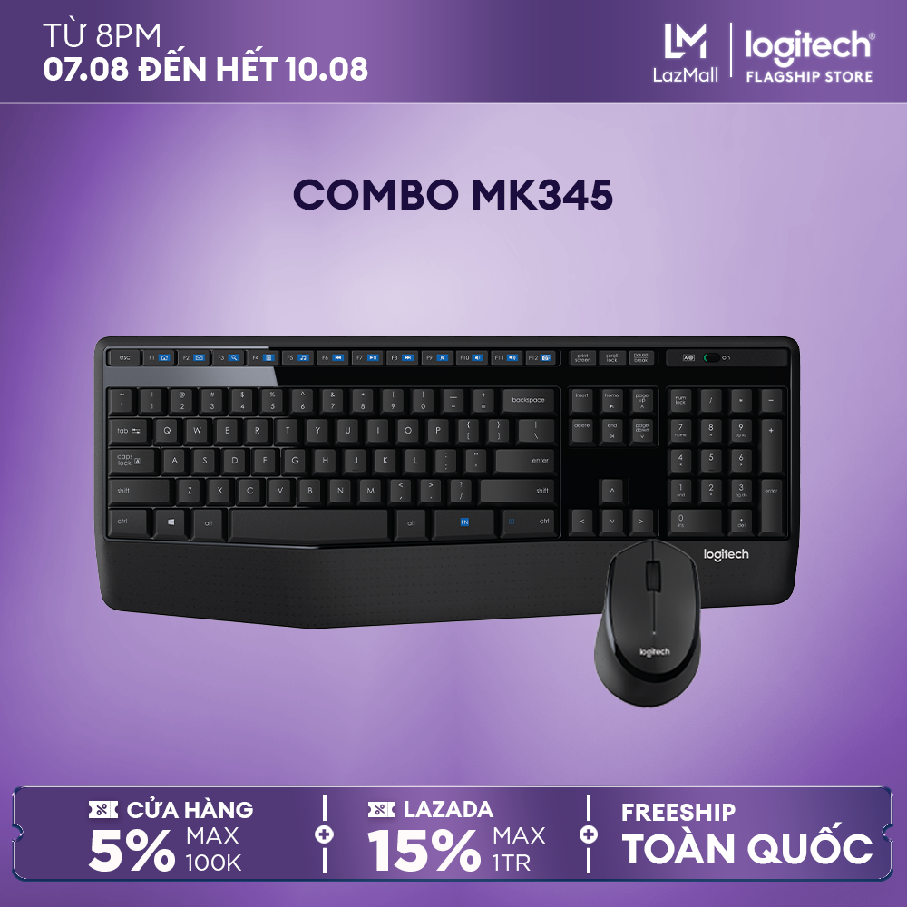 Bộ bàn phím và chuột không dây Logitech MK345