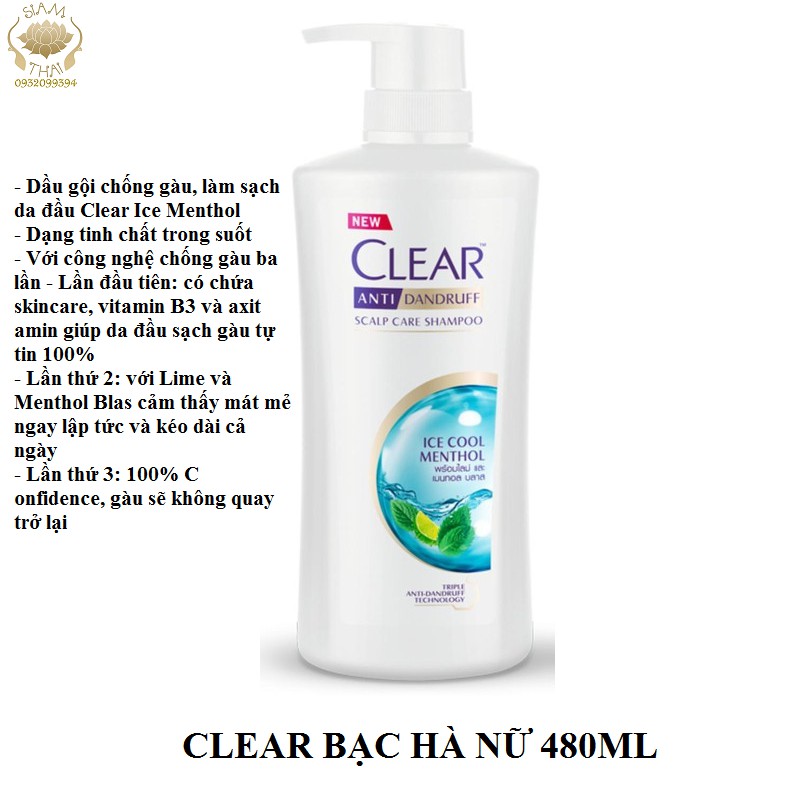 [HCM]DẦU GỘI DẦU CLEAR BẠC HÀ 410ML THÁI LAN