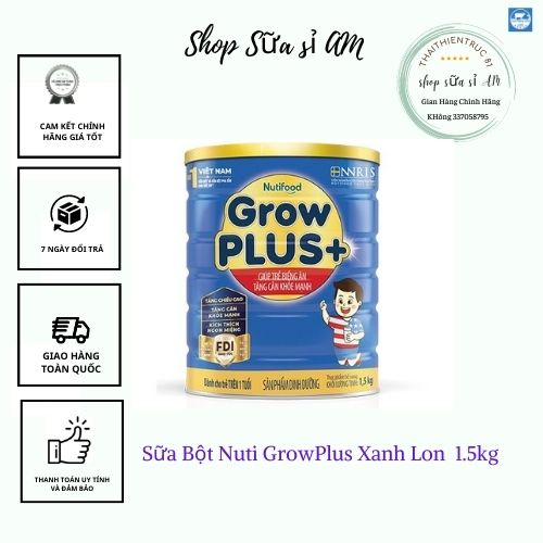Sữa Bột Nuti GrowPlus Xanh Lon  1.5kg Mẫu Mới