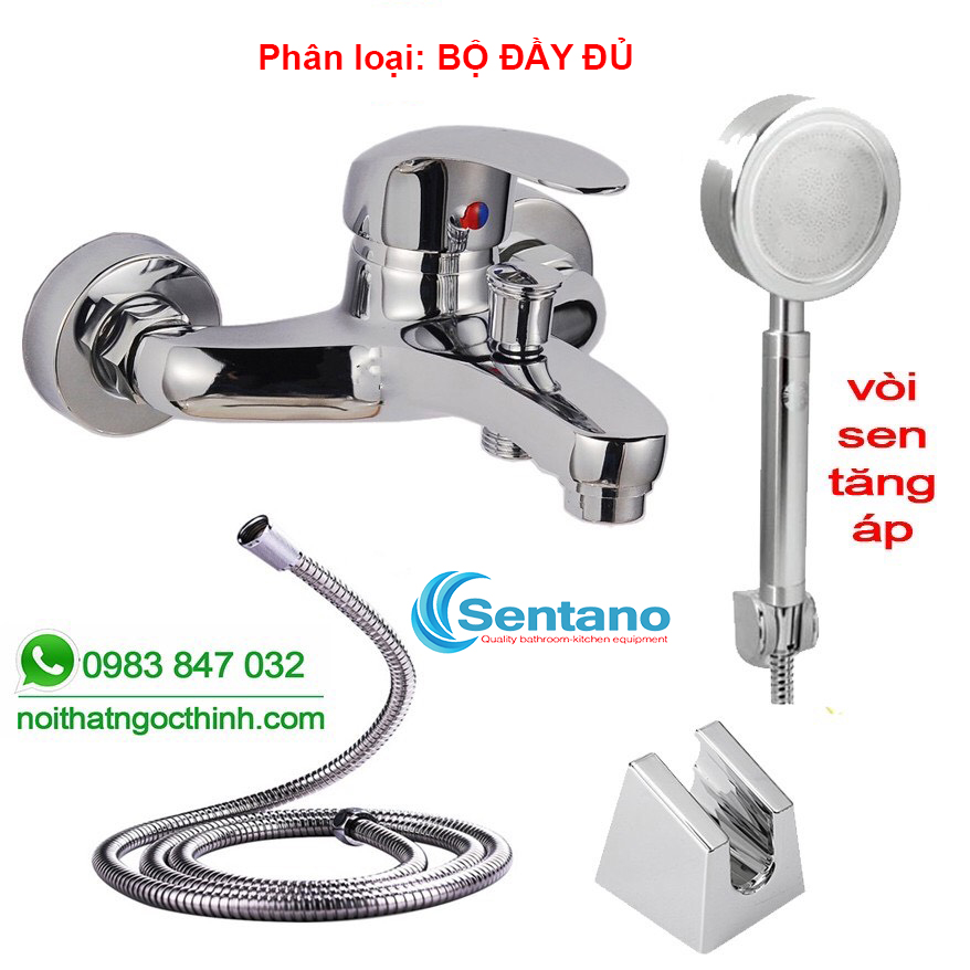 [SALE RẺ]Bộ Củ Sen Tắm Nóng Lạnh SENTANO STN-213 Đồng Thau Mạ Crom sử dụng tay Sen Tăng Áp tia mịn