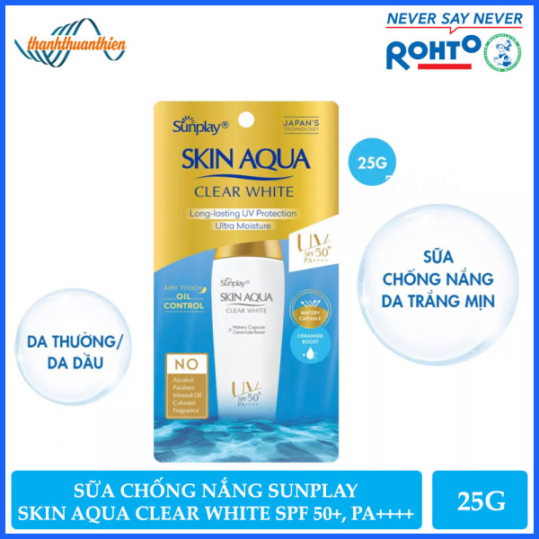 Sữa Chống Nắng Hằng Ngày Dưỡng Trắng Sunplay Skin Aqua Clear White SPF 50+, PA++++ (25g) nhập khẩu