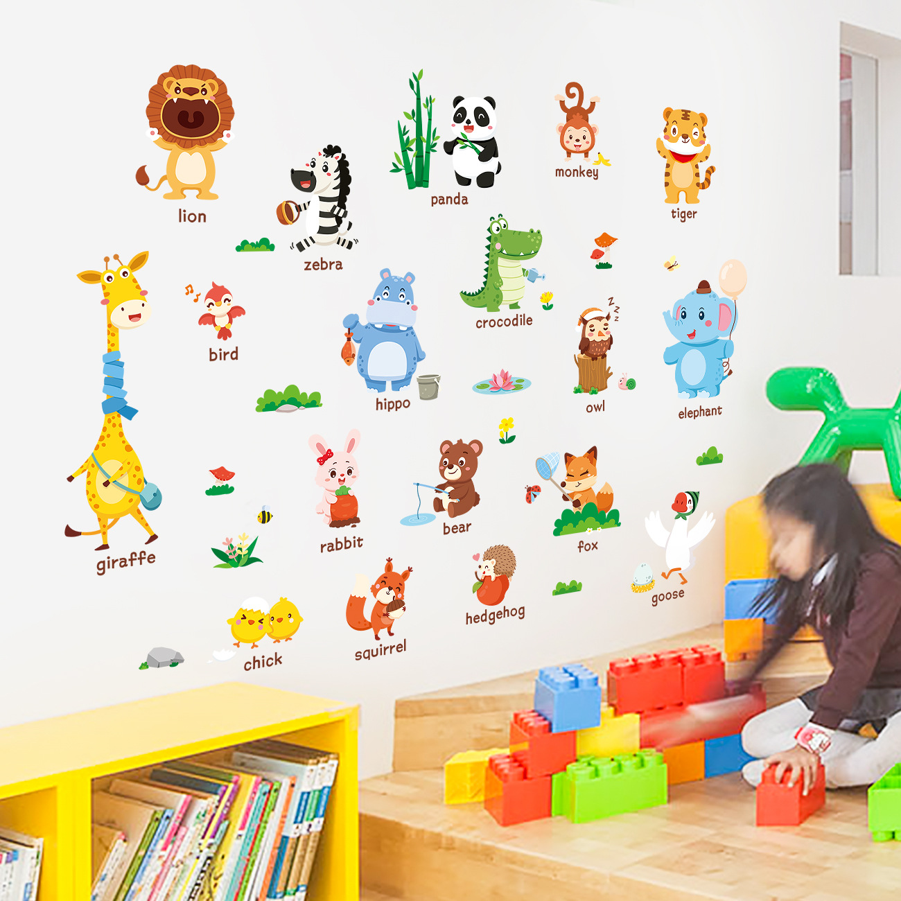 Decal dán tường vườn thú tiếng anh 05