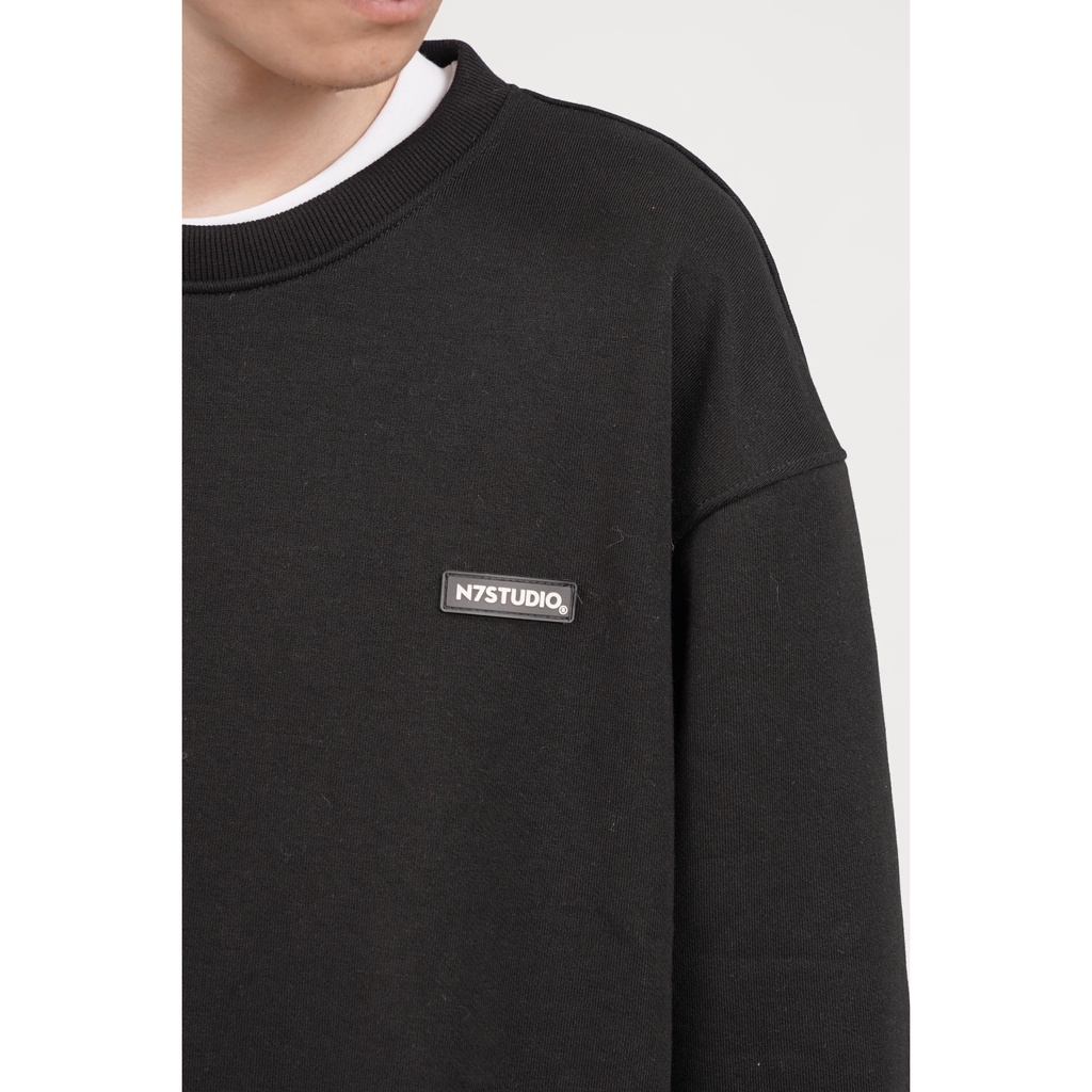 Áo sweater dài tay N7 Studio nỉ trơn basic nam nữ form rộng oversize 002