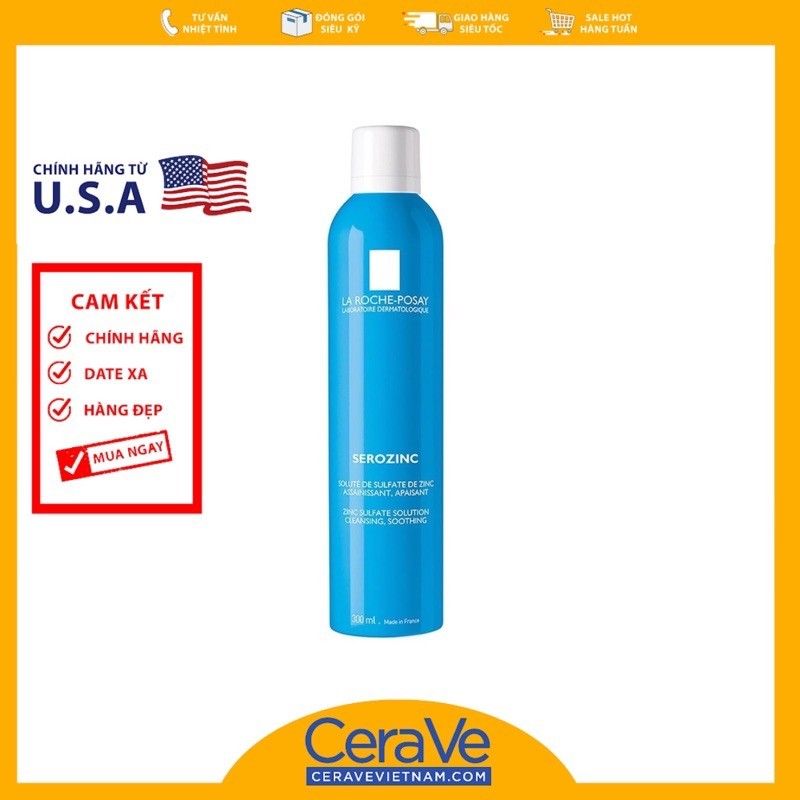 [HCM]Xịt khoáng da dầu mụn La Roche Posay SEROZINC ( 300mL) giá rẻ