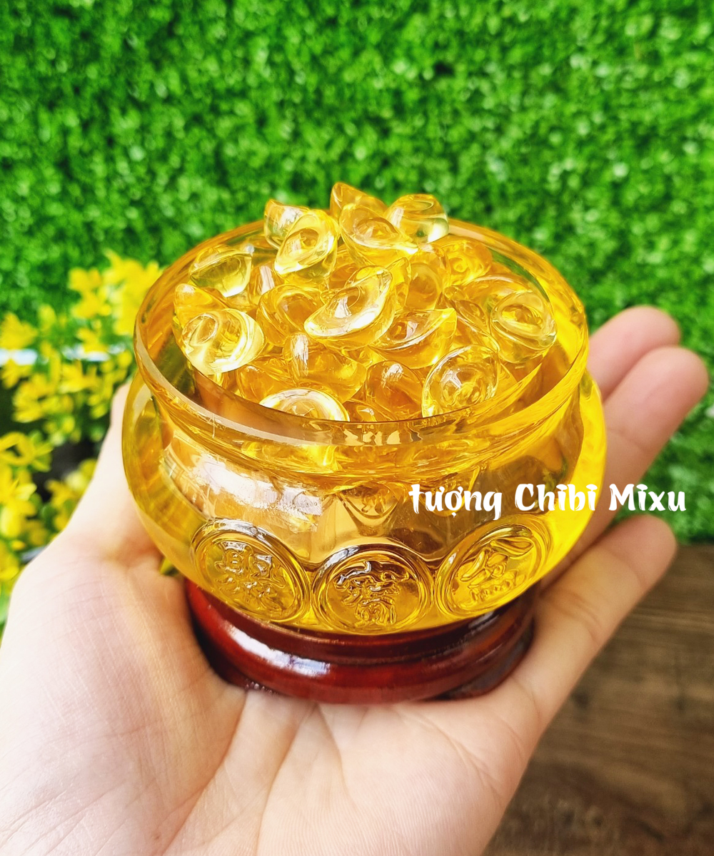 Combo Bát Tụ Bảo size 8cm kèm 100 thỏi vàng size 1.5cm