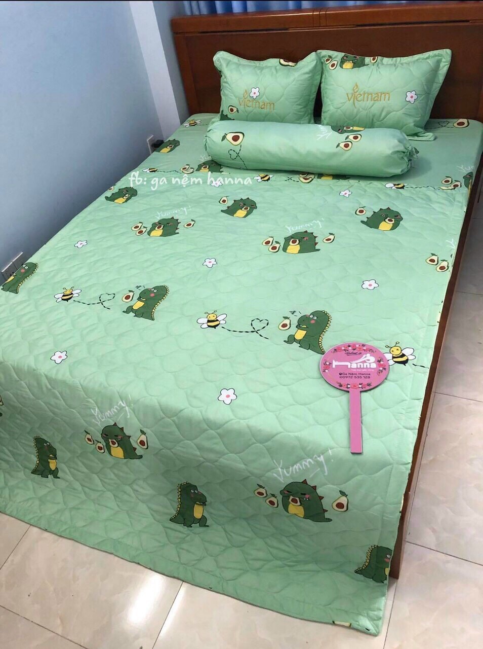 Chăn Cotton Poly Khủng Long Xanh Siêu Dễ Thương