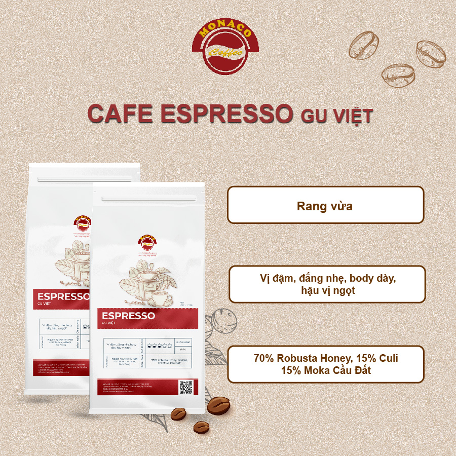 Cà phê Espresso - Cà phê rang mộc thượng hạng 100% nguyên chất từ Monaco
