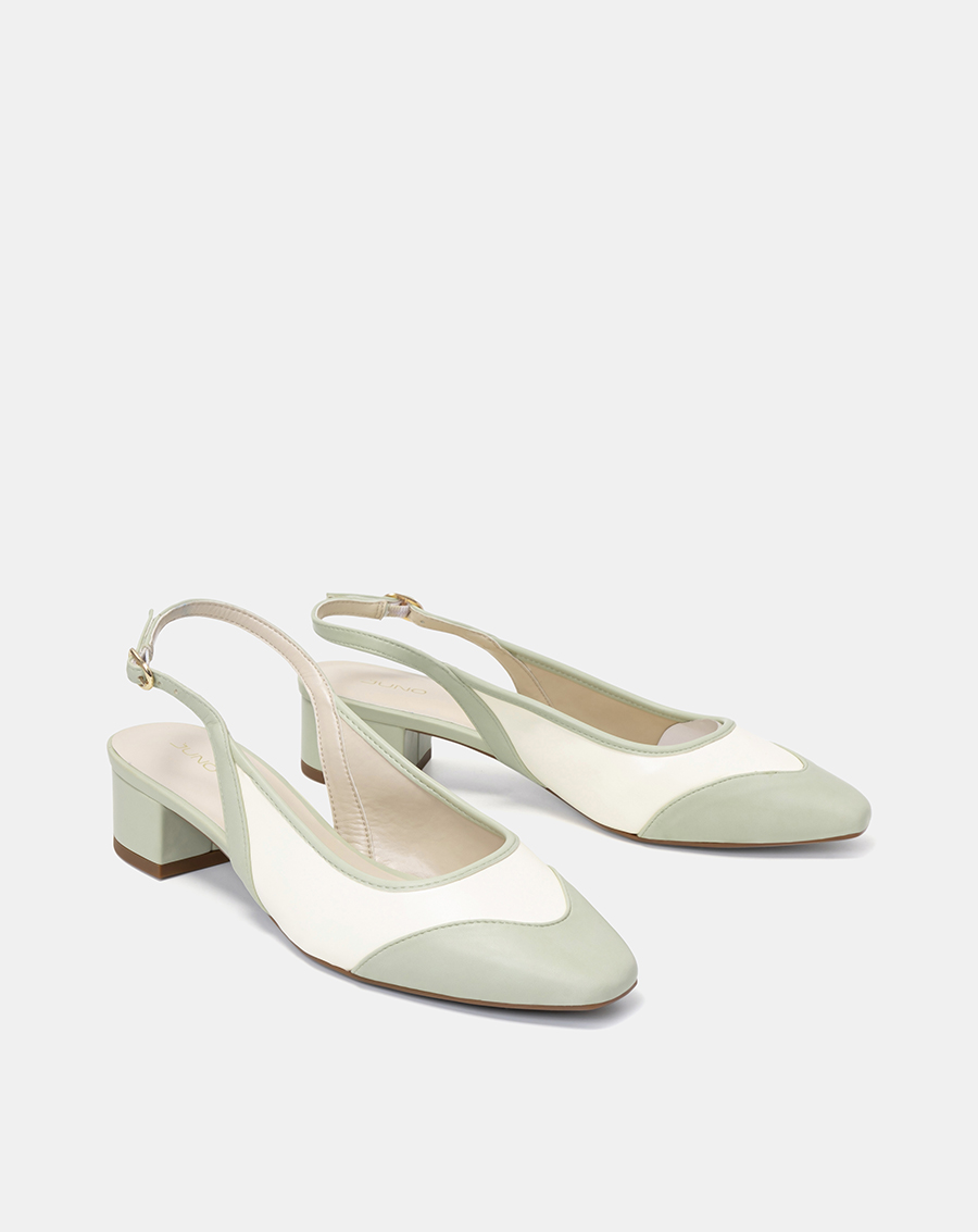 Giày Búp Bê Nữ 3cm Thời Trang JUNO Slingback Gót Vuông BB03099