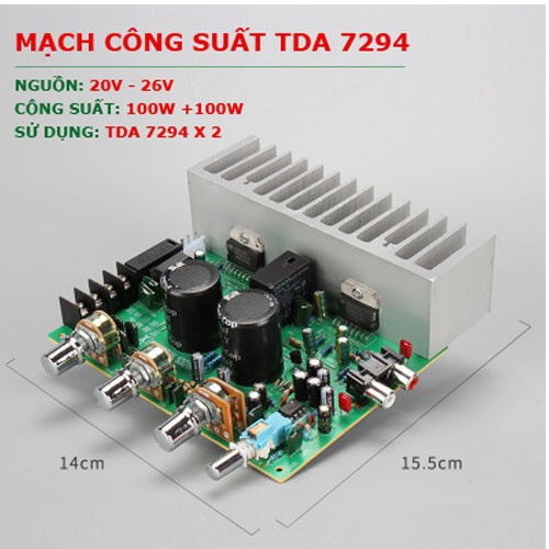 Power amplifier circuit TDA 7294 100W x 2-adjustable volume, treble, bass